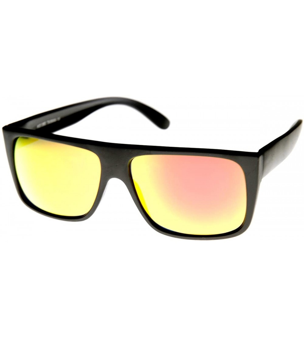 Wayfarer Modern Action Sports Flat Top Flash Color Mirror Lens Sunglasses - Matte-black Sun - CR11V1ZS58T $19.66