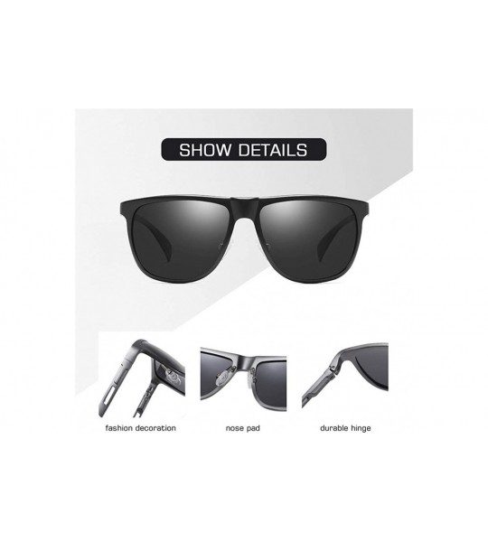 Square Men Polarized Square Sunglasses Metal Aluminum Magnesium Frame Male Sun Glasses for Driving - C4black G15 - CO199QDGYE...