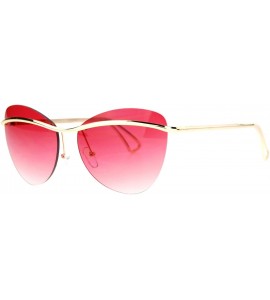 Rimless Womens Rimless Fashion Sunglasses Metal Bar Across Butterfly Frame UV 400 - Gold (Red) - C81884ATKC3 $23.43