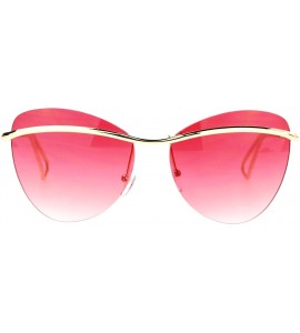 Rimless Womens Rimless Fashion Sunglasses Metal Bar Across Butterfly Frame UV 400 - Gold (Red) - C81884ATKC3 $23.43