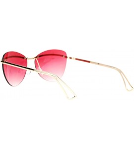 Rimless Womens Rimless Fashion Sunglasses Metal Bar Across Butterfly Frame UV 400 - Gold (Red) - C81884ATKC3 $23.43