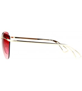 Rimless Womens Rimless Fashion Sunglasses Metal Bar Across Butterfly Frame UV 400 - Gold (Red) - C81884ATKC3 $23.43