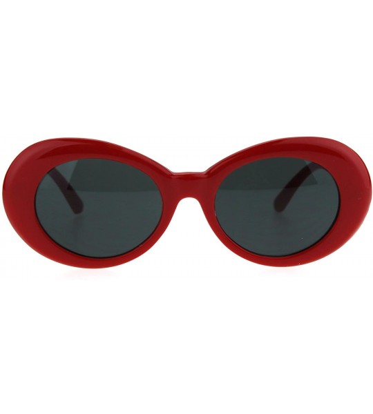 Oval Womens Thick Plastic Mod Oval Shaggy Retro Fashion Sunglasses - Red Black - C91853QAEYL $20.40