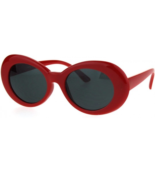 Oval Womens Thick Plastic Mod Oval Shaggy Retro Fashion Sunglasses - Red Black - C91853QAEYL $20.40