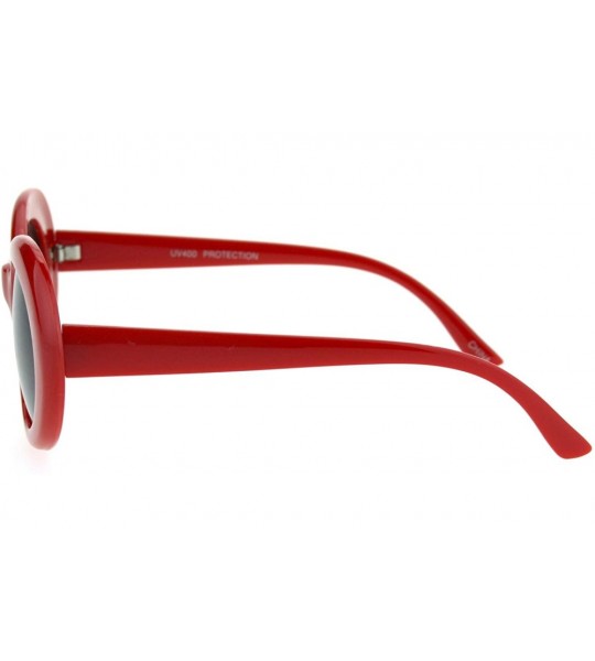 Oval Womens Thick Plastic Mod Oval Shaggy Retro Fashion Sunglasses - Red Black - C91853QAEYL $20.40