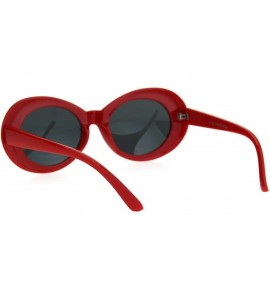 Oval Womens Thick Plastic Mod Oval Shaggy Retro Fashion Sunglasses - Red Black - C91853QAEYL $20.40