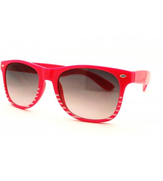 Wayfarer 80's Stripe Pattern Pop Colorful Horned Horn Rim Sunglasses - Pink - C011HECJA95 $18.62