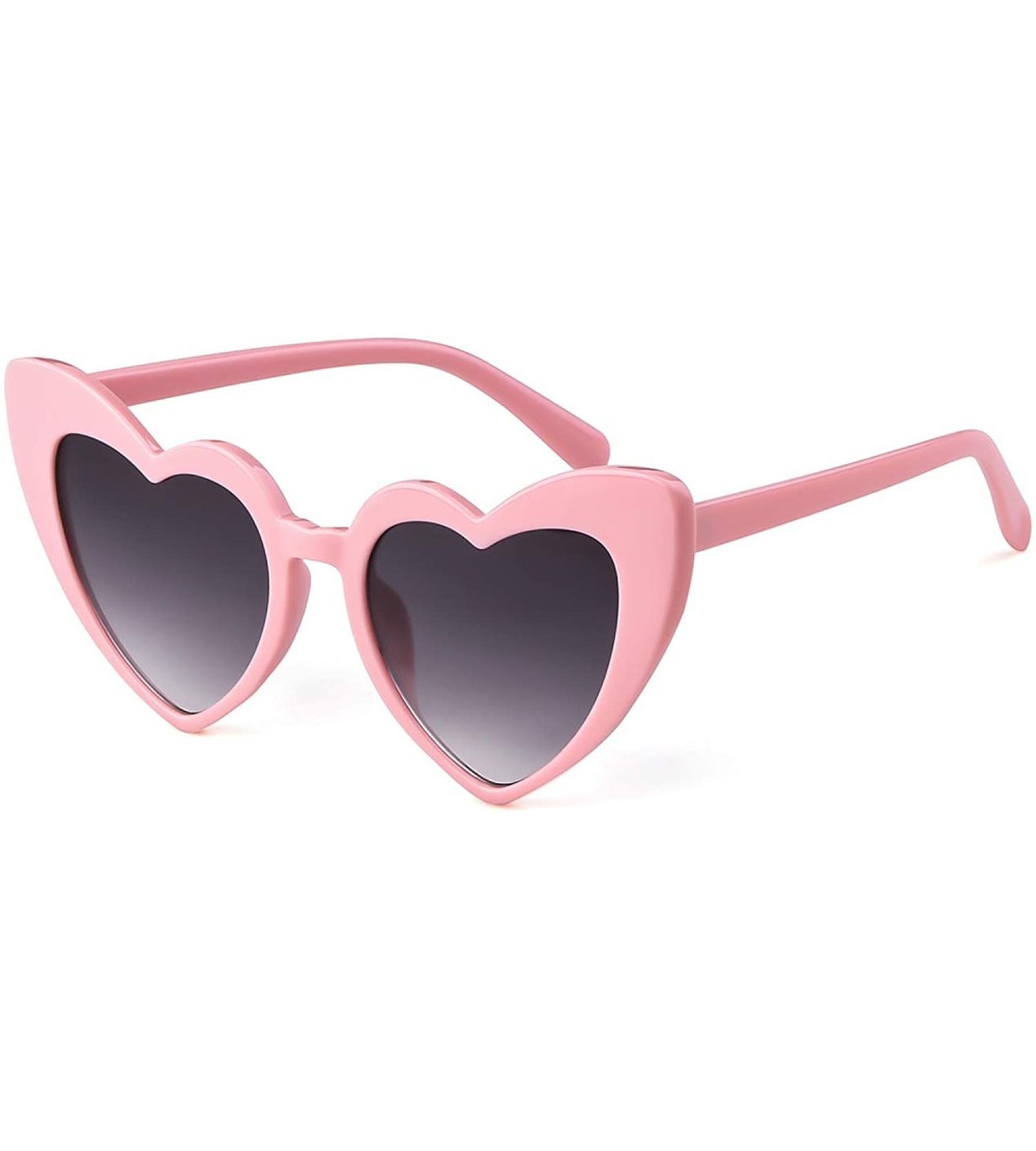 Oversized Heart Sunglasses Clout Goggles Vintage Women Cat Eye Retro Mod Style Oversized Sun Glasses - Pink/Grey - CU18904S0I...