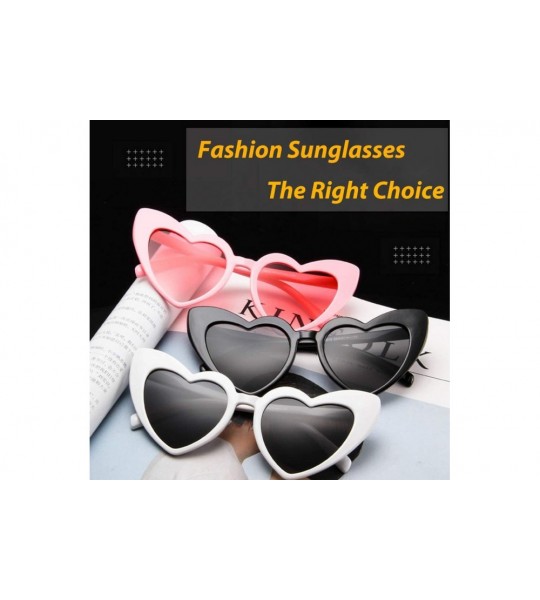 Oversized Heart Sunglasses Clout Goggles Vintage Women Cat Eye Retro Mod Style Oversized Sun Glasses - Pink/Grey - CU18904S0I...