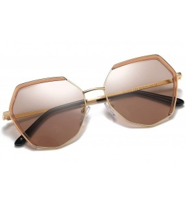 Square Retro Vintage Polygon Sunglasses for Women Metal Frame Shades - Brown Frame Brown Lens - CU18T78UYZM $22.84