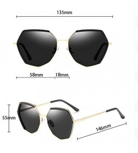 Square Retro Vintage Polygon Sunglasses for Women Metal Frame Shades - Brown Frame Brown Lens - CU18T78UYZM $22.84