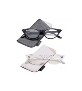 Cat Eye Designer Inspired Cateyes Vintage Clear Lens Glasses Cat Eyes Glasses for Women - 2 Pack - Black & Clear - CI18I4GYOU...