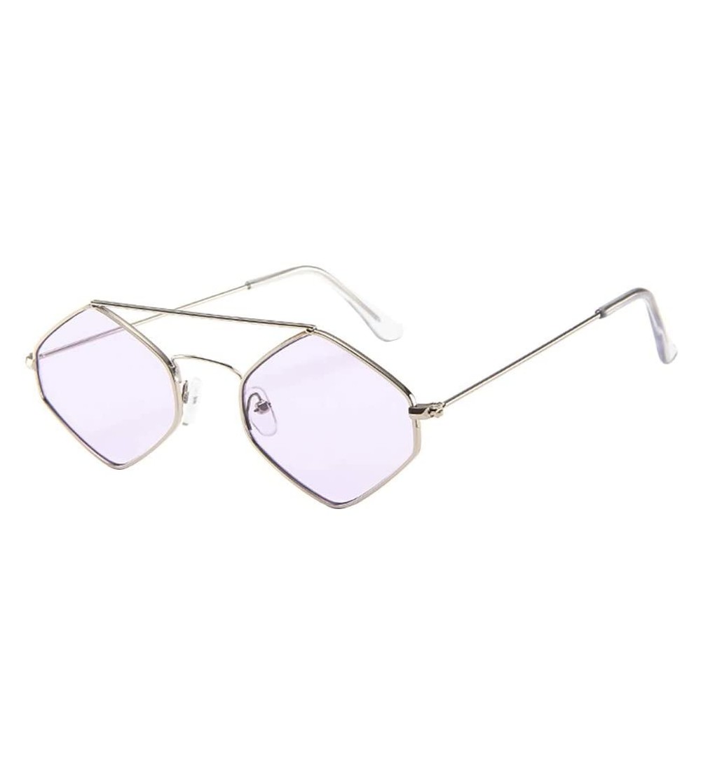 Round Irregular Sunglasses-Rhombus Frame Sunglasses Women Men Vintage Retro Glasses Unisex Eyewear (E) - E - CD18R3LAT0M $18.39