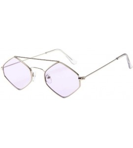 Round Irregular Sunglasses-Rhombus Frame Sunglasses Women Men Vintage Retro Glasses Unisex Eyewear (E) - E - CD18R3LAT0M $18.39