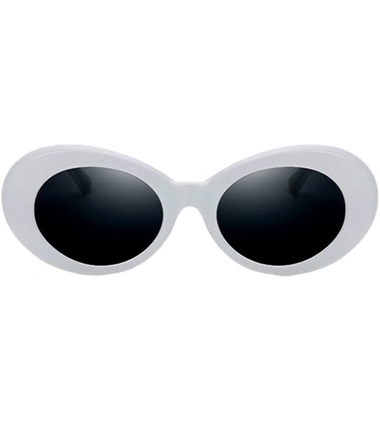 Oval Oval Sunglasses Mod Style Retro Thick Frame Fashion Eyewear - White/Gray - CH188R66WCA $32.63