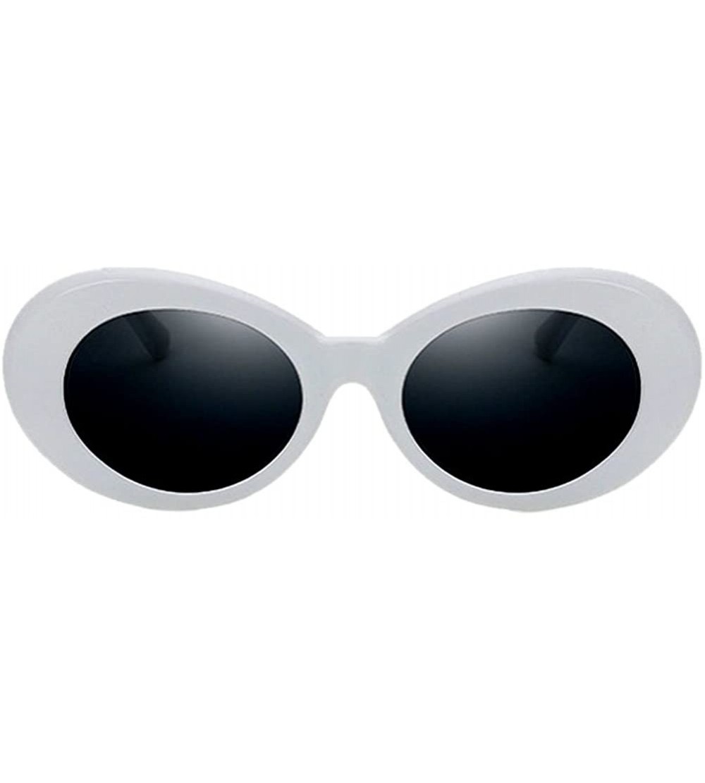 Oval Oval Sunglasses Mod Style Retro Thick Frame Fashion Eyewear - White/Gray - CH188R66WCA $32.63