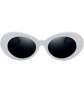 Oval Oval Sunglasses Mod Style Retro Thick Frame Fashion Eyewear - White/Gray - CH188R66WCA $32.63