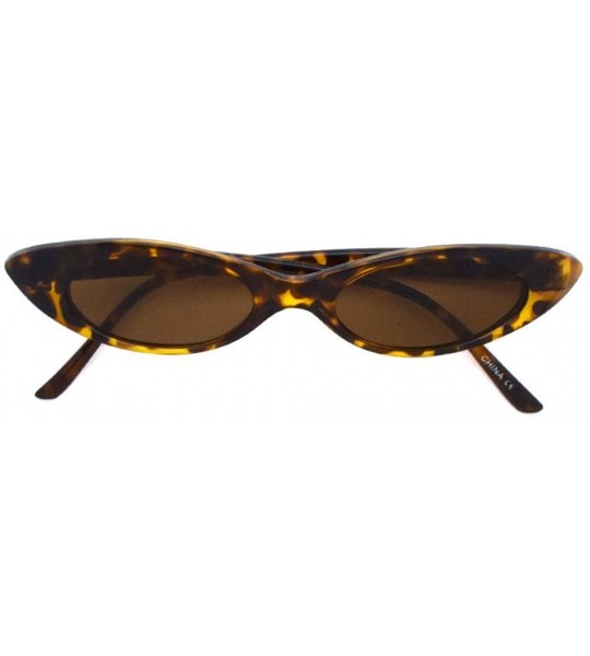 Oval Retrp 90's Trendy Narrow Oval Cat Eye Sunglasses P2463 - Tortoise Brown - CS18SCATOIM $20.47