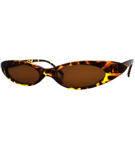 Oval Retrp 90's Trendy Narrow Oval Cat Eye Sunglasses P2463 - Tortoise Brown - CS18SCATOIM $20.47