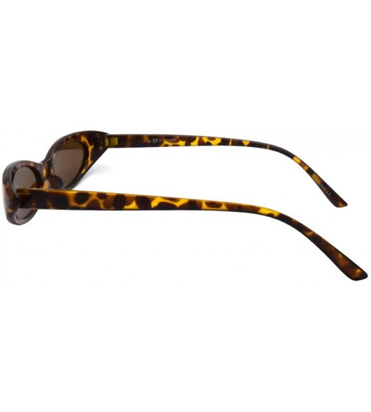 Oval Retrp 90's Trendy Narrow Oval Cat Eye Sunglasses P2463 - Tortoise Brown - CS18SCATOIM $20.47