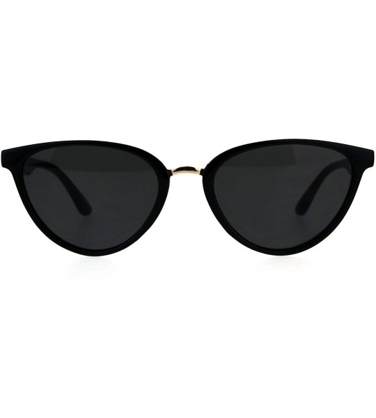 Cat Eye Womens Cat Eye Thin Horn Rim Plastic Sunglasses - Shiny Black Gold - CC18CIA0W7Z $22.62