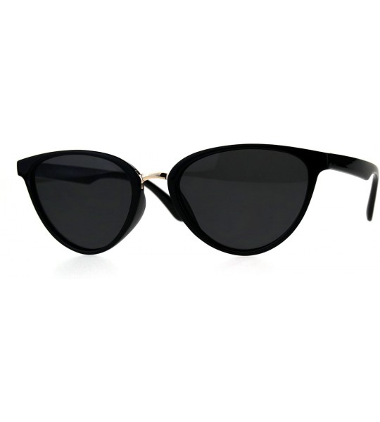 Cat Eye Womens Cat Eye Thin Horn Rim Plastic Sunglasses - Shiny Black Gold - CC18CIA0W7Z $22.62