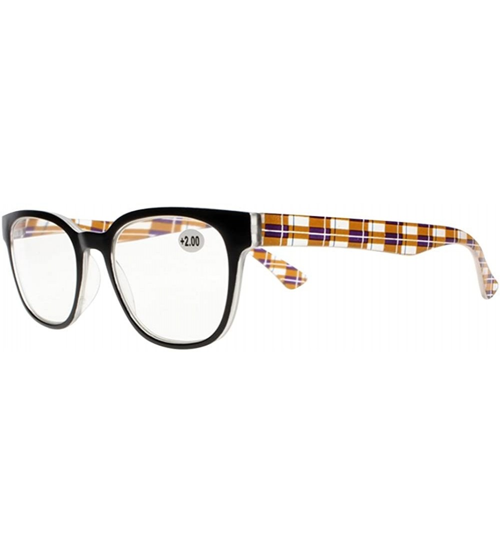 Square Stylish Readers Large Big Square Clears Lens Check Patterns Reading Glasses +1.00 ~ +4.00 - Brown - CV188NEECDE $18.57