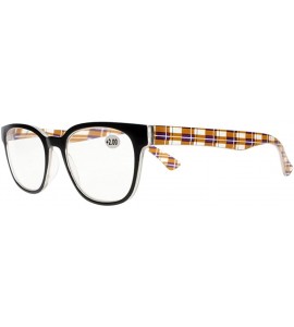 Square Stylish Readers Large Big Square Clears Lens Check Patterns Reading Glasses +1.00 ~ +4.00 - Brown - CV188NEECDE $18.57