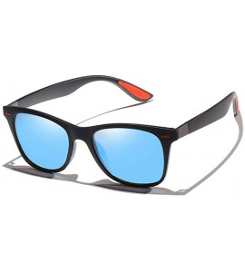 Sport Polarized sunglasses with rice spikes Men's outdoor sports sunglasses - Black Frame Ice Blue Film - C6190MXSC53 $53.61