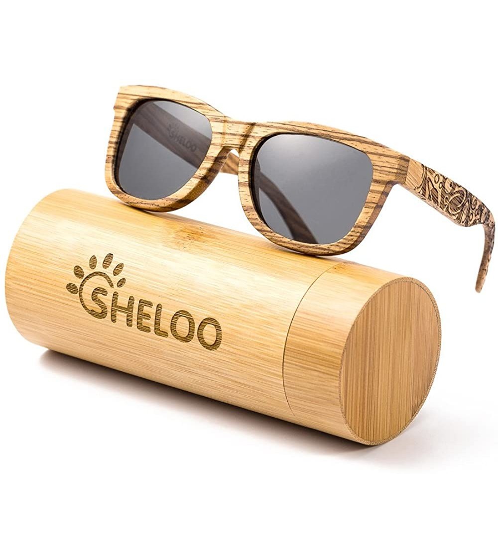 Wayfarer Bamboo Wood Polarized Sunglasses For Men&Women Retro Style 100% UV400 - 106 - C118X033R0E $51.22