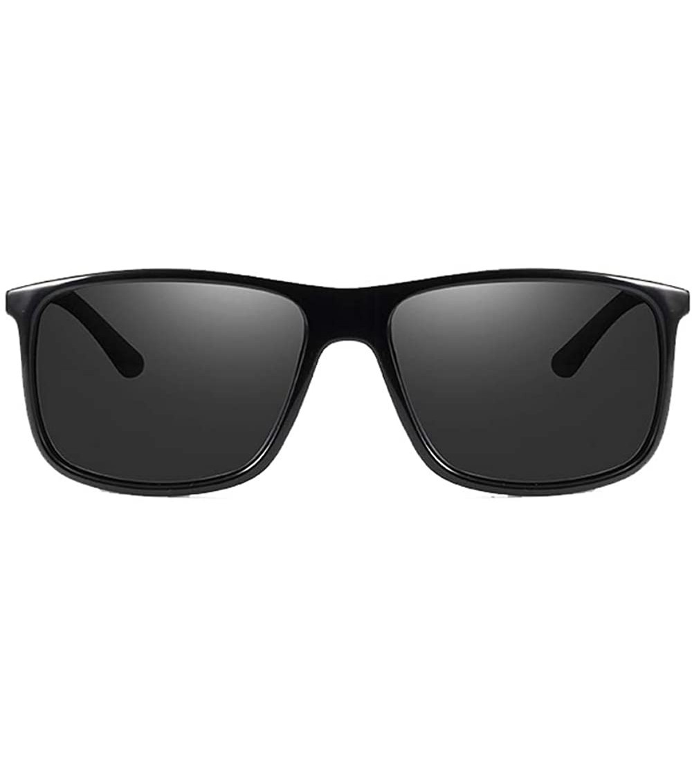 Square European and American fashion square Sun Glasses Polarized Mirror Sunglasses Myopia Minus Lens - Black - CK19040D7RK $...