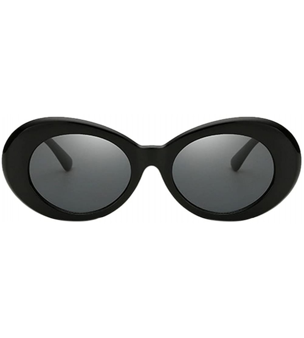 Oval Oval Sunglasses Mod Style Retro Thick Frame Fashion Eyewear - Black/Gray - C2188R647T6 $32.19