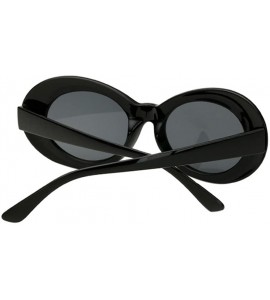 Oval Oval Sunglasses Mod Style Retro Thick Frame Fashion Eyewear - Black/Gray - C2188R647T6 $32.19