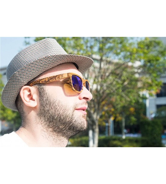 Wayfarer Bamboo Wood Polarized Sunglasses For Men&Women Retro Style 100% UV400 - 106 - C118X033R0E $51.22