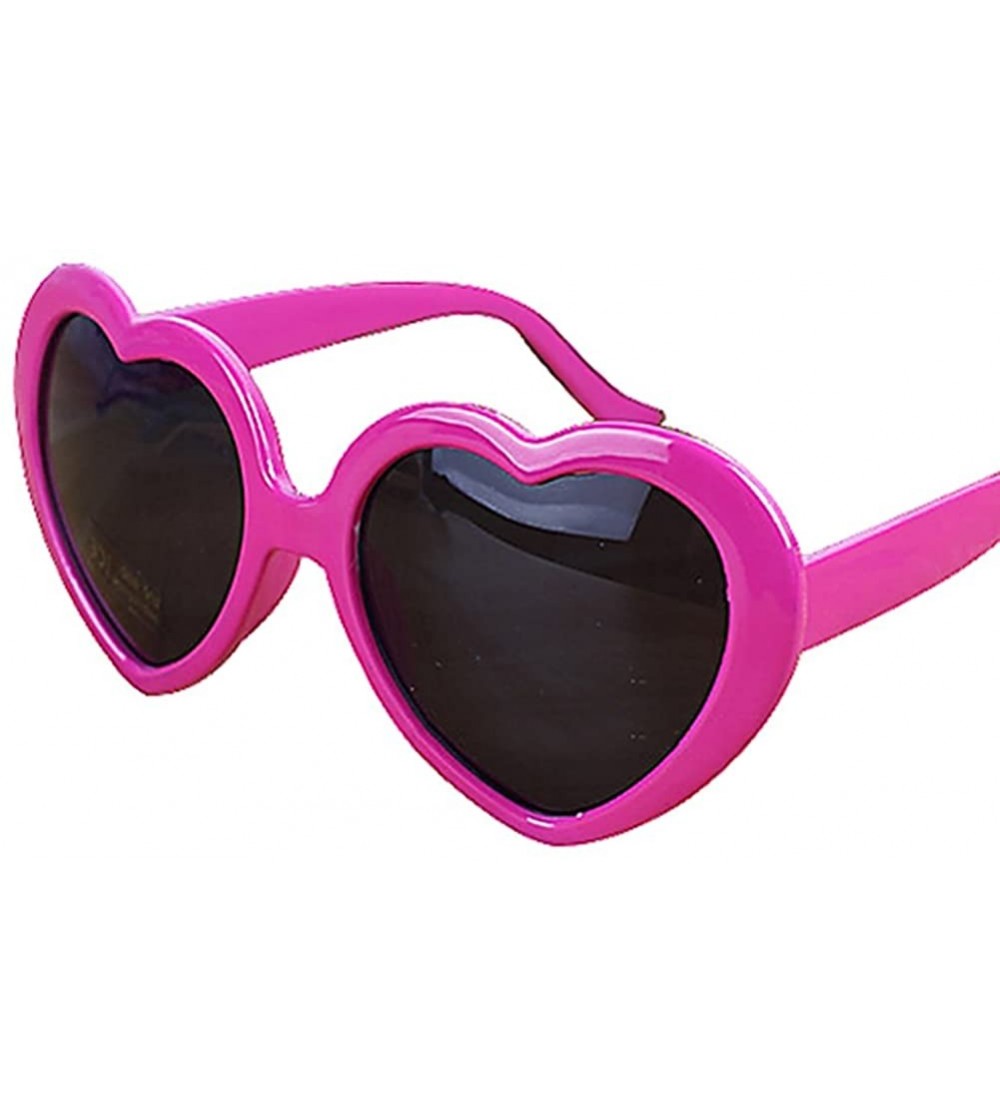 Oversized Women's Summer Fashion Heart-Shaped Plastic Frame Retro Sunglasses - Rose Red - C111LLKCHFB $16.70