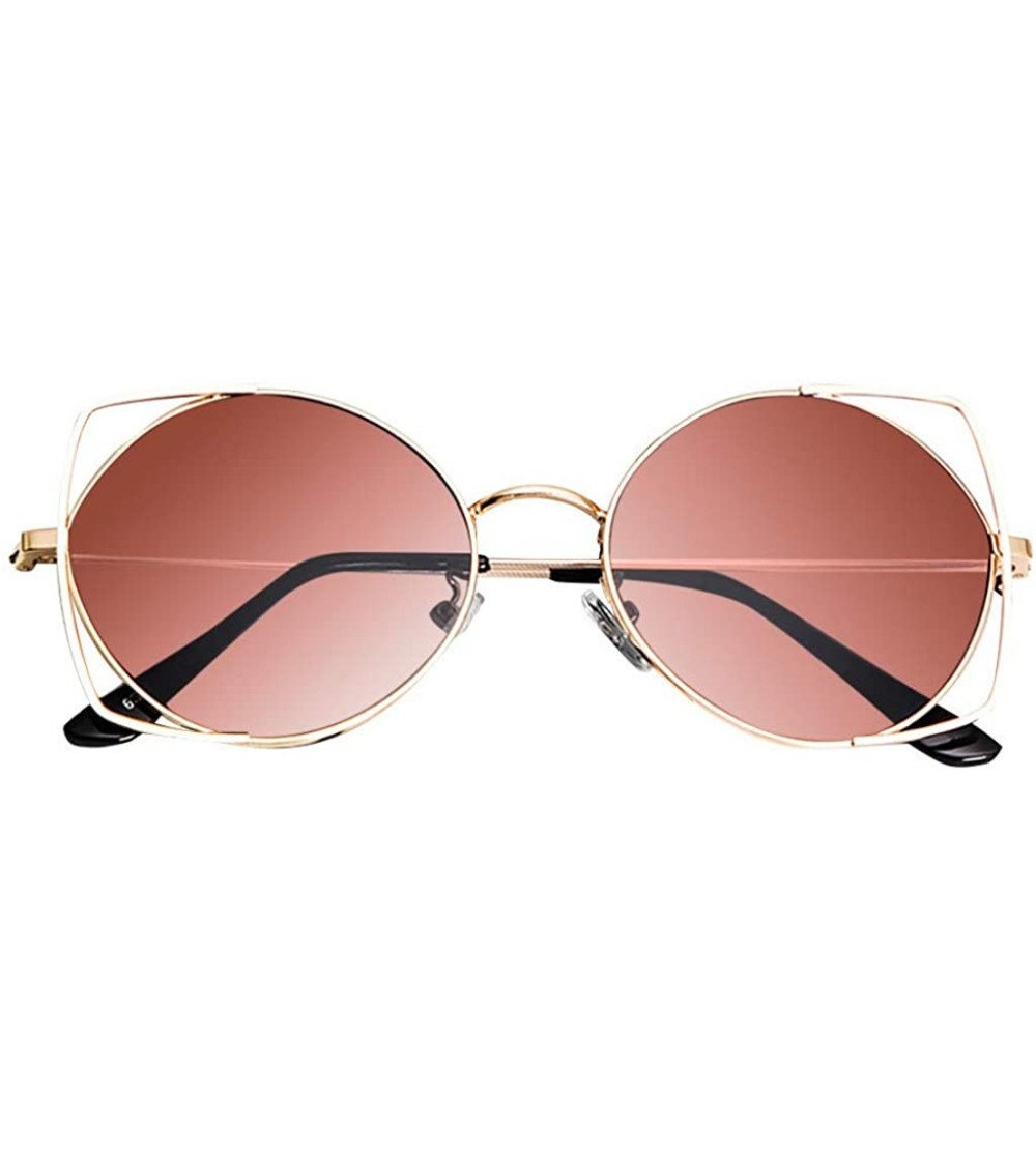 Round Small Polarized Round Sunglasses for Women Vintage Double Bridge Frame - Brown - CZ199LD7EWY $16.18