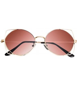 Round Small Polarized Round Sunglasses for Women Vintage Double Bridge Frame - Brown - CZ199LD7EWY $16.18