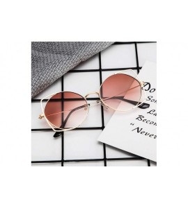 Round Small Polarized Round Sunglasses for Women Vintage Double Bridge Frame - Brown - CZ199LD7EWY $16.18