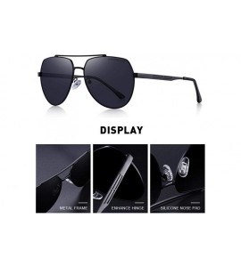 Oversized DESIGN Men Classic Pilot Sunglasses Aviation Frame HD Polarized C01 Black - C04 Green - C218XGG9K2H $30.87