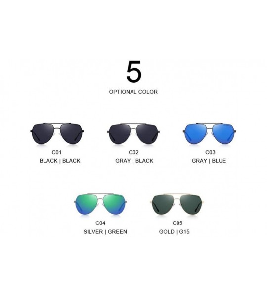 Oversized DESIGN Men Classic Pilot Sunglasses Aviation Frame HD Polarized C01 Black - C04 Green - C218XGG9K2H $30.87