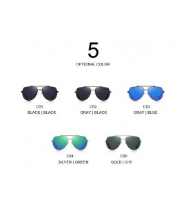 Oversized DESIGN Men Classic Pilot Sunglasses Aviation Frame HD Polarized C01 Black - C04 Green - C218XGG9K2H $30.87