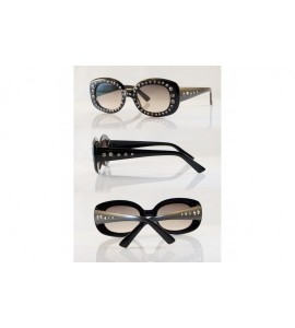 Oversized Medium Designer Crystal Rhinestone Frame Temple Rectangle Sunglasses A147 - Black/ Brown - CF18CHE8UD8 $24.30