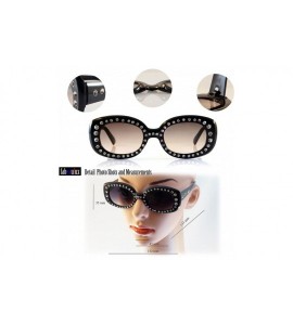 Oversized Medium Designer Crystal Rhinestone Frame Temple Rectangle Sunglasses A147 - Black/ Brown - CF18CHE8UD8 $24.30