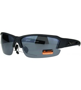 Sport Xloop Mens Sports Sunglasses Half Rim Wrap Matted Black Silver Print UV 400 - Black (Black) - C1186CH375S $20.41