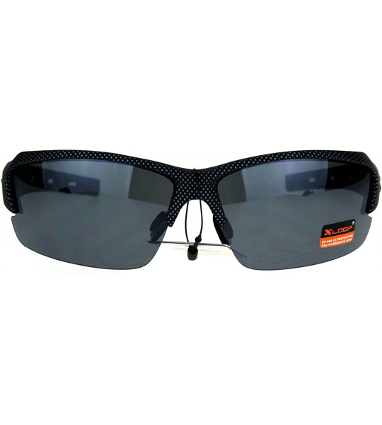 Sport Xloop Mens Sports Sunglasses Half Rim Wrap Matted Black Silver Print UV 400 - Black (Black) - C1186CH375S $20.41