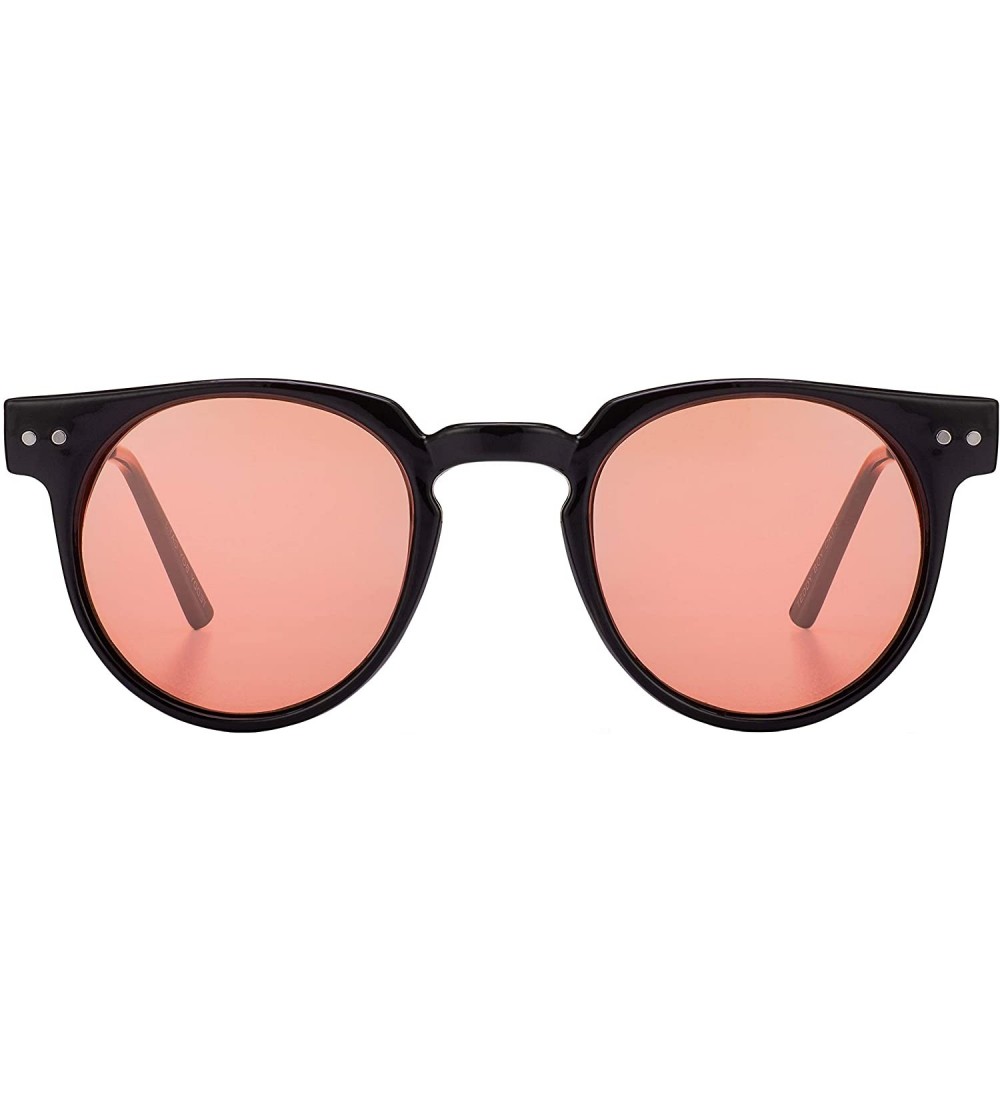 Round Teddy Boy Sunglasses Design All Gender Updated Classic Optical Grade Acetate Frames - Teddy Boy Blk/Rs - C4197ND9M48 $7...