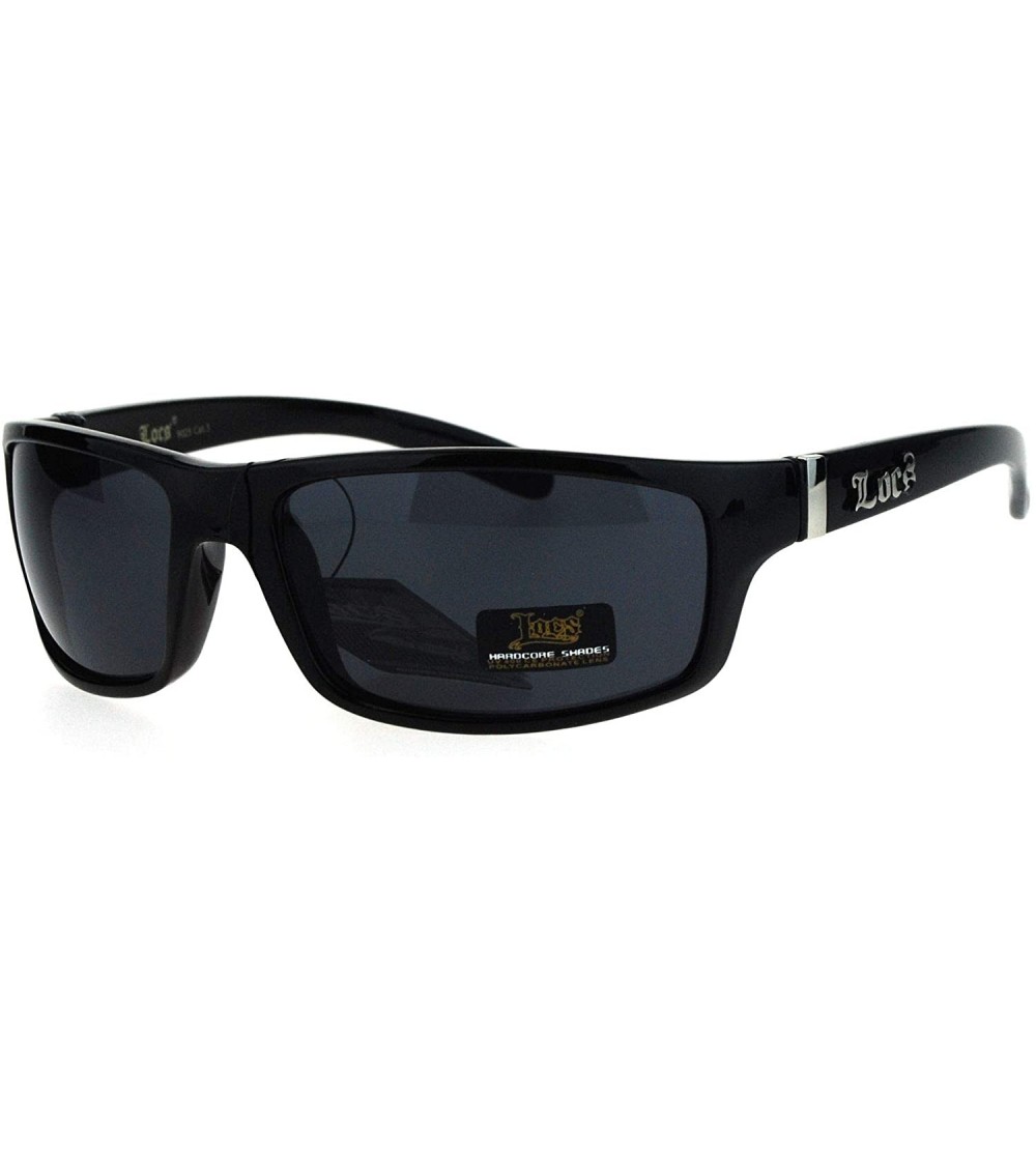 Rectangular All Black Rectangular Cholo Gangster Mad Dog Plastic Sunglasses - CL11YRF8977 $16.59
