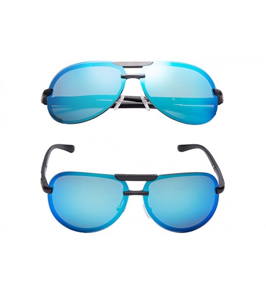 Aviator Classic Polarized Aviator Sunglasses for Men and Women 100% UV Protection - Gun Frame Blue Lens02 - C218H49MU89 $19.04