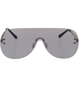 Oversized Panel Shield Rimless Light Oversize Retro Racer Sunglasses - Gold Black - CQ18RZYRYTS $22.86