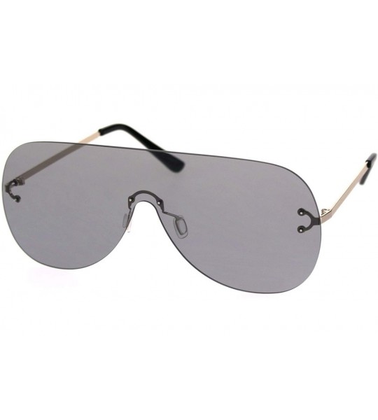 Oversized Panel Shield Rimless Light Oversize Retro Racer Sunglasses - Gold Black - CQ18RZYRYTS $22.86